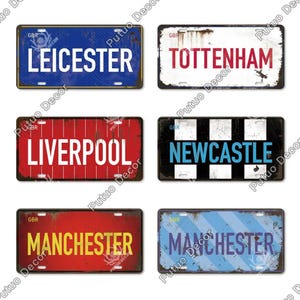 British City Nummernschild Metall Vintage Dekorative Plakette Blechschild Home Wand Poster Leicester Tottenham Kingsize England Newcastle Manchester