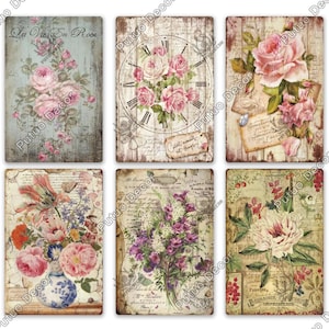Hermoso cartel de hojalata vintage con rosas, póster de metal retro, decoración de pared estilo shabby chic para cocina, sala de estar, comedor, jardín, patio, plato, ramo de flores