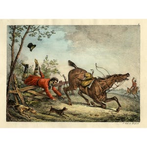 Antique Hunting Accident Print | Horse & Dogs Scene | Carle Vernet 1820 Art | Vintage Equestrian Decor | Digital Download 300dpi