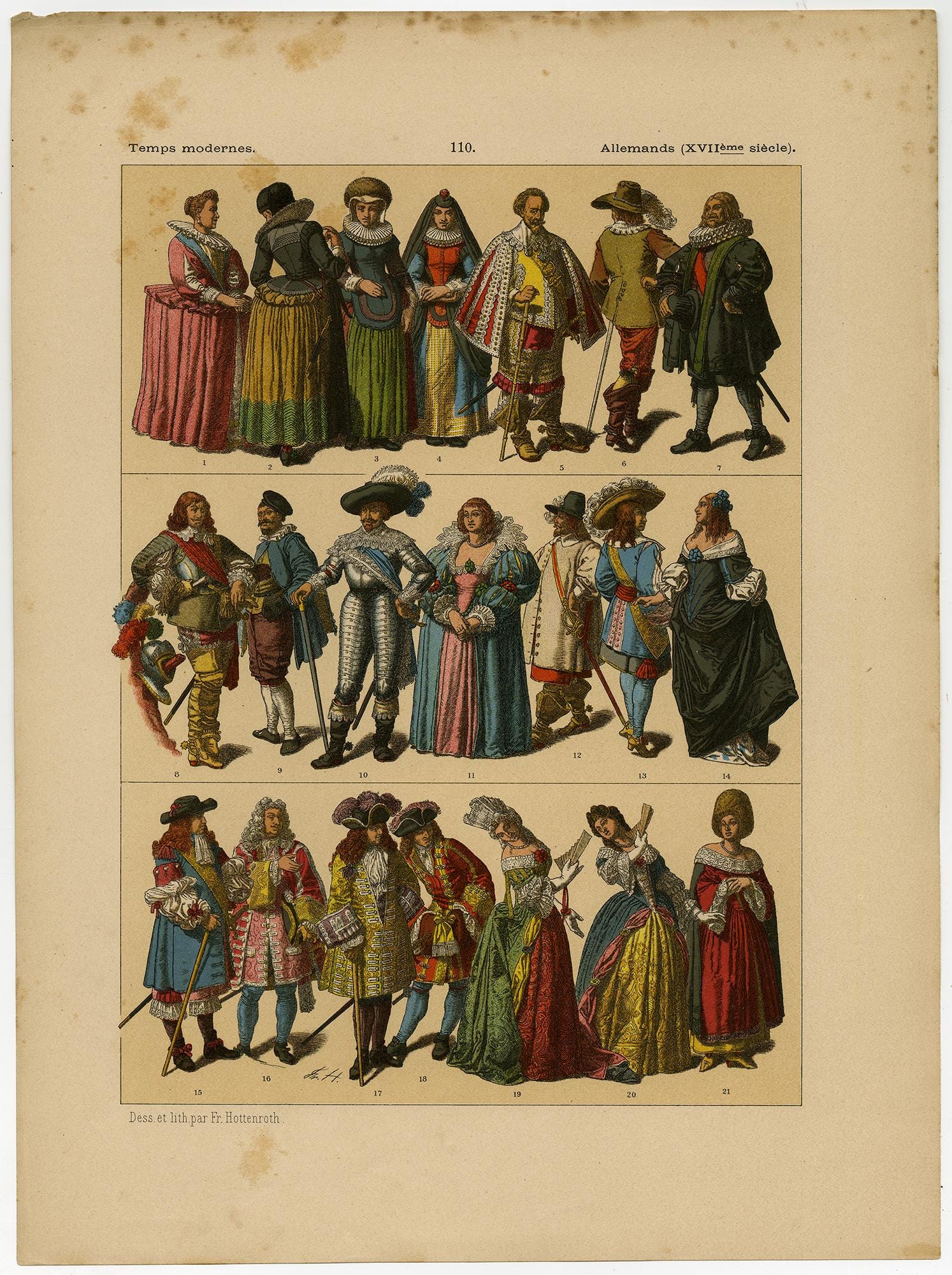 17th Century German Costume Print | Hottenroth Fashion