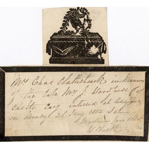 Carte de deuil antique | Éphémères funéraires vintage | Art de condoléances manuscrit de 1852 | Téléchargement numérique haute résolution