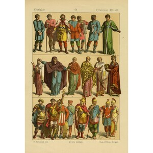 Byzantium & Turkey Middle Ages Costume Print | Hottenroth 1884 Plate 64 | Historical Fashion Art | 300DPI High Res Digital Download
