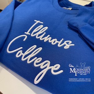 School Spirit 3D Puff Embroidered Crewneck | Custom Mascot or Team Name | Raised Lettering Sweatshirt | Personalized Game Day Apparel