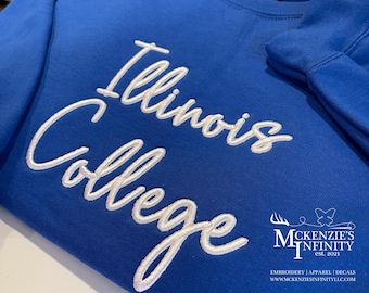 School Spirit 3D Puff Embroidered Crewneck | Custom Mascot or Team Name | Raised Lettering Sweatshirt | Personalized Game Day Apparel