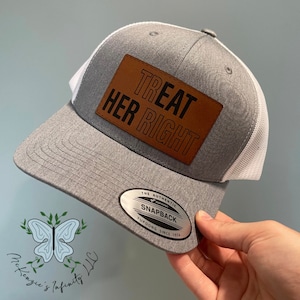 TrEAT HER Right Leather Patch Adult Retro Trucker Hat/Cap
