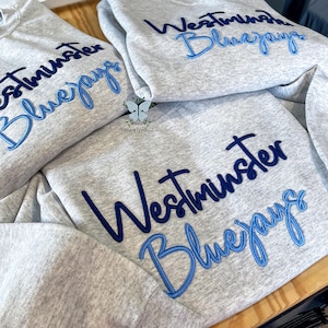Custom 3D Puff Mascot Sweatshirt | Bold Embroidered Crewneck | Personalized School Spirit Wear | Unisex Custom Puff Embroidery