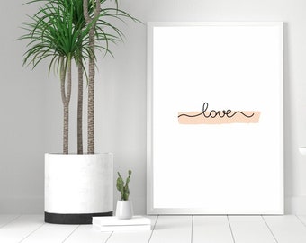 Love Art Best Digital Print Large Wall Art Download Blush Colourful Printable Design Gift Minimal