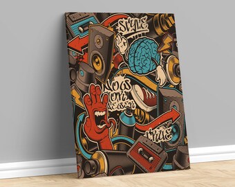 Graffiti canvas Street art on canvas Original canvas art Street art canvas Multi panel canvas Graffiti print