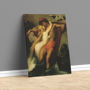 Frederic Leighton The Fisherman and the Syren Canvas/Poster Art Reproduction, Living Room Wall Art, Classic Art Painting