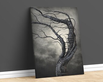 Robotic Tree Canvas Wall Art, Surreal Printed Wall Art, Surreal Canvas Art, Dystopian Wall Decor, Darkness Canvas, Horror Theme Art Canvas