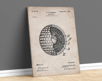 Golf Ball Patent, Golf Poster, Golf Ball Poster, Golf Art, Golf Patent Art, Golf Gift, Golfer, Golf Wall Art, Golf Decor, Dad Gift, Canvas