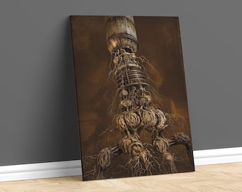 The Tree of Aftermath Canvas, Surreal Printed Wall Art, Surreal Canvas Art, Dystopian Wall Decor, Darkness Canvas, Horror Theme Art Canvas