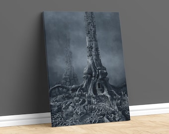 Dystopian Tree Printed Canvas, Surreal Printed Wall Art, Surreal Canvas Art, Dystopian Wall Decor, Darkness Canvas, Horror Theme Art Canvas