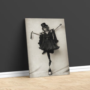 Vintage photo print vaudeville girl top hat ballerina circus dancer gift balance bottle cool poster unique wall decor unusual art, Wall Art