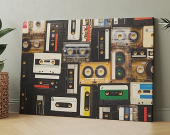 Retro Casette Canvas, Old Cassette Poster, Vintage Cassette Wall Art, Audio Cassette Canvas, Retro Audio Cassette Art, Old Tape Canvas