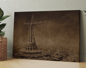 Dark Place Dystopian Canvas, Surreal Printed Wall Art, Surreal Canvas Art, Dystopian Wall Decor, Darkness Canvas, Horror Theme Art Canvas