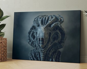 Spooky Man Canvas, Dystopian , Surreal Printed Wall Art, Surreal Canvas Art, Dystopian Wall Decor, Darkness Canvas, Horror Theme Art Canvas