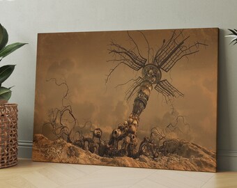 Dystopian Ruin Printed Canvas, Surreal Printed Wall Art, Surreal Canvas Art, Dystopian Wall Decor, Darkness Canvas, Horror Theme Art Canvas
