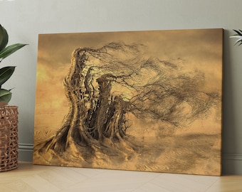 Dystopian Tree Printed Canvas, Surreal Printed Wall Art, Surreal Canvas Art, Dystopian Wall Decor, Darkness Canvas, Horror Theme Art Canvas