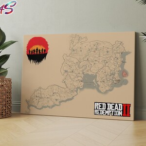 Full RDR2 Custom Print Map Video Game Map Wall Hanging Poster 