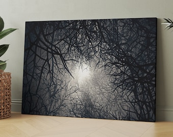 Gothic Canvas Art Halloween print Horror art Modern wall art Dark Forest Dead wall art Abstract forest wall decor Large canvas art,wall ar