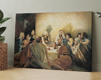 Jesus Christ Last Supper,Canvas Print, Religious Wall Decor, Bible Art Print, Christian Art, Jesus Painting, Christian Wall Decor, Christian