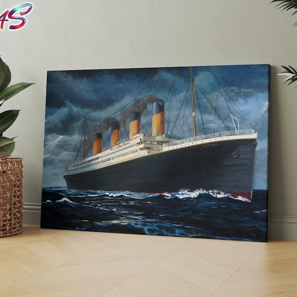 Titanic Art, Titanic Ship Wall Decor, Titanic Canvas, Ship Night Canvas, Sea Art, Wall Decor, Room Decor, Home Decoration Framed Canvas