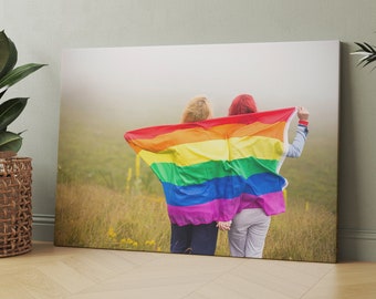LGBT Wall art, LBGT Canvas, LGBT Wall Decor, Rainbow Wall Art, Pride Wall Decor, Pride Flag, Gay Art, Pride Flag Print Canvas Wall Decor
