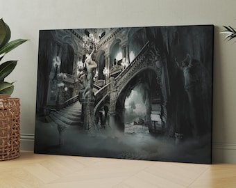 Gothic Palace Wall Decor, Gothic Background Canvas, Dark Castle Canvas, Surreal Painting Wall Art,Surreal Canvas Art, Dystopian Wall Decor