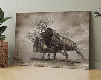 Dystopian Ruin Printed Canvas, Surreal Printed Wall Art, Surreal Canvas Art, Dystopian Wall Decor, Darkness Canvas, Horror Theme Art Canvas