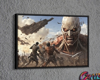 Attack on Titan Canvas, Attack on Titan Poster, Attack on Titan Art, Wall Decor Poster, Wall Decor Canvas, Black and White Frame Poster.