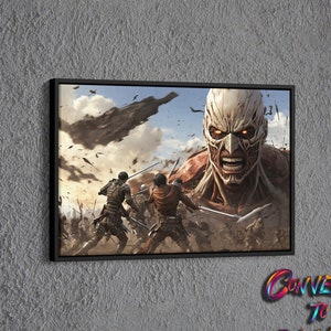 Attack on Titan Canvas, Attack on Titan Poster, Attack on Titan Art, Wall Decor Poster, Wall Decor Canvas, Black and White Frame Poster.