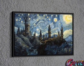 Wizarding School Van Gogh Canvas, Wizarding School Poster, Movie Series Canvas, Fantasy Movie Canvas Wall Art,Wizarding School Wall Art, Art