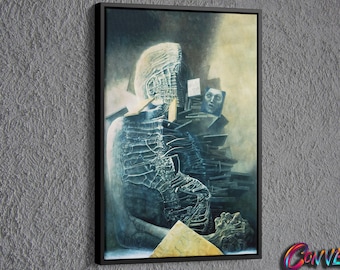 Dark Surreal Painting Canvas, Painting of Zdzislaw Beksinski Wall Decor, Surreal Painting Wall Art, Surreal Art Printed Canvas, Gothic Art