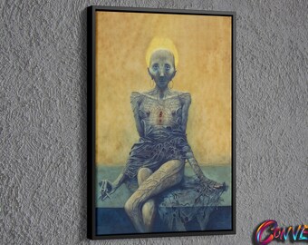 Dark Surreal Women Painting Canvas, Painting of Zdzislaw Beksinski Wall Decor, Surreal Painting Wall Art, Surreal Art Printed Canvas, Canvas
