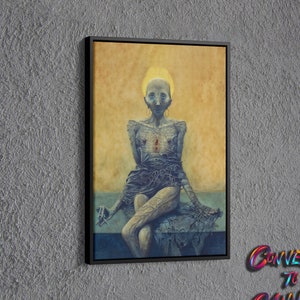 Dark Surreal Women Painting Canvas, Painting of Zdzislaw Beksinski Wall Decor, Surreal Painting Wall Art, Surreal Art Printed Canvas, Canvas