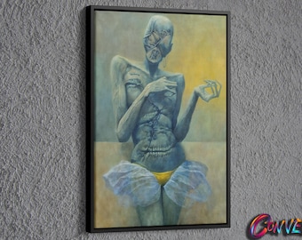 Surreal Women Painting Canvas, Painting of Zdzislaw Beksinski Wall Decor, Surreal Painting Wall Art, Surreal Art Printed Canvas, Women art