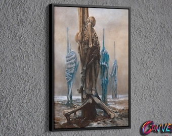 Dark Surreal Painting Canvas, Painting of Zdzislaw Beksinski Wall Decor, Surreal Painting Wall Art, Surreal Art Printed Canvas, Gothic Art
