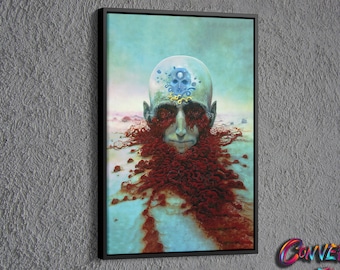 Dark Surreal Painting Canvas, Painting of Zdzislaw Beksinski Wall Decor, Surreal Painting Wall Art, Surreal Art Printed Canvas, Gothic Art
