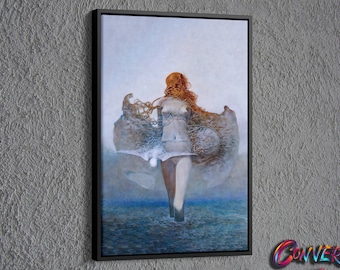Surreal Women Painting Canvas, Painting of Zdzislaw Beksinski Wall Decor, Surreal Painting Wall Art, Surreal Art Printed Canvas, Women art