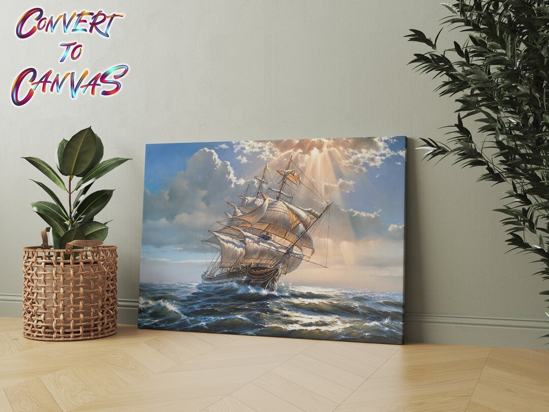 Ship Canvas Painting, Pirate Ship Wall Art, Sailing Painting, Boating