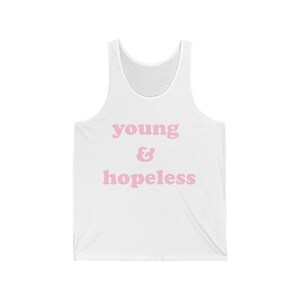 Camiseta unisex sin mangas Young & Hopeless, divertida, fiesta, Las Vegas, piscina, juventud, sátira