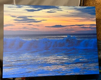 Beach Sunrise print Original Photo on Canvas Nags Head, NC Beach Outer Banks Beautiful Sunrise Strong Waves Beautiful Scenic