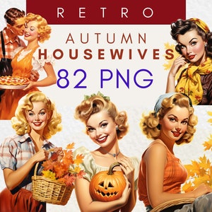 Clipart de donas de casa retrô dos anos 50, dona de casa vintage, clipart de garotas pin-up, png dos anos 50, dona de casa dos anos 50, bolinhas, meados do século, scrapbooking