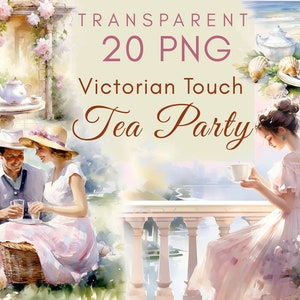 Aquarell Tee-Party Clipart, Vintage-Tee-Porträt, viktorianische High Tea Time, Nachmittagstee-Set, Barock Dame, Süßigkeiten, Pastell Cupcake