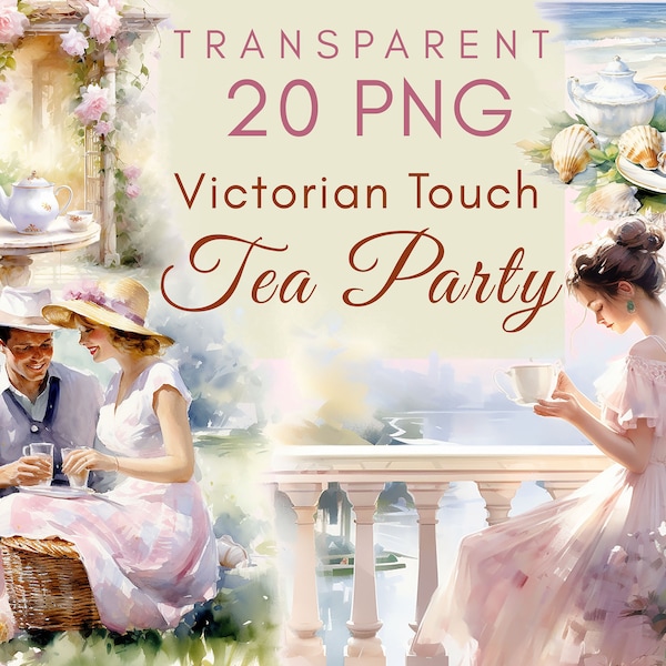 Watercolor Tea Party Clipart, Vintage Tea Portrait Png, Victorian High Tea Time, Afternoon Tea Set, Baroque Lady, Sweets, Pastel Cupcake