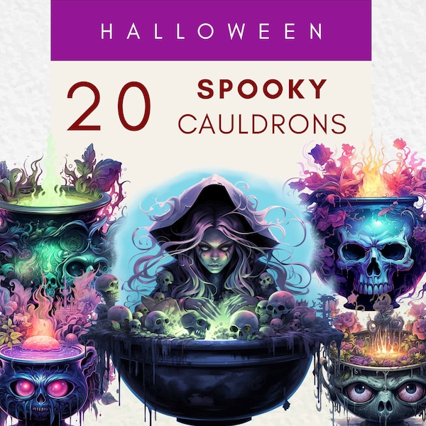 Watercolor Halloween Cauldron Clipart Spooky Witch Cauldron PNG, Witchcraft Fairy Tale Graphics, Mystical Magic Skull, Hocus Pocus Clip art