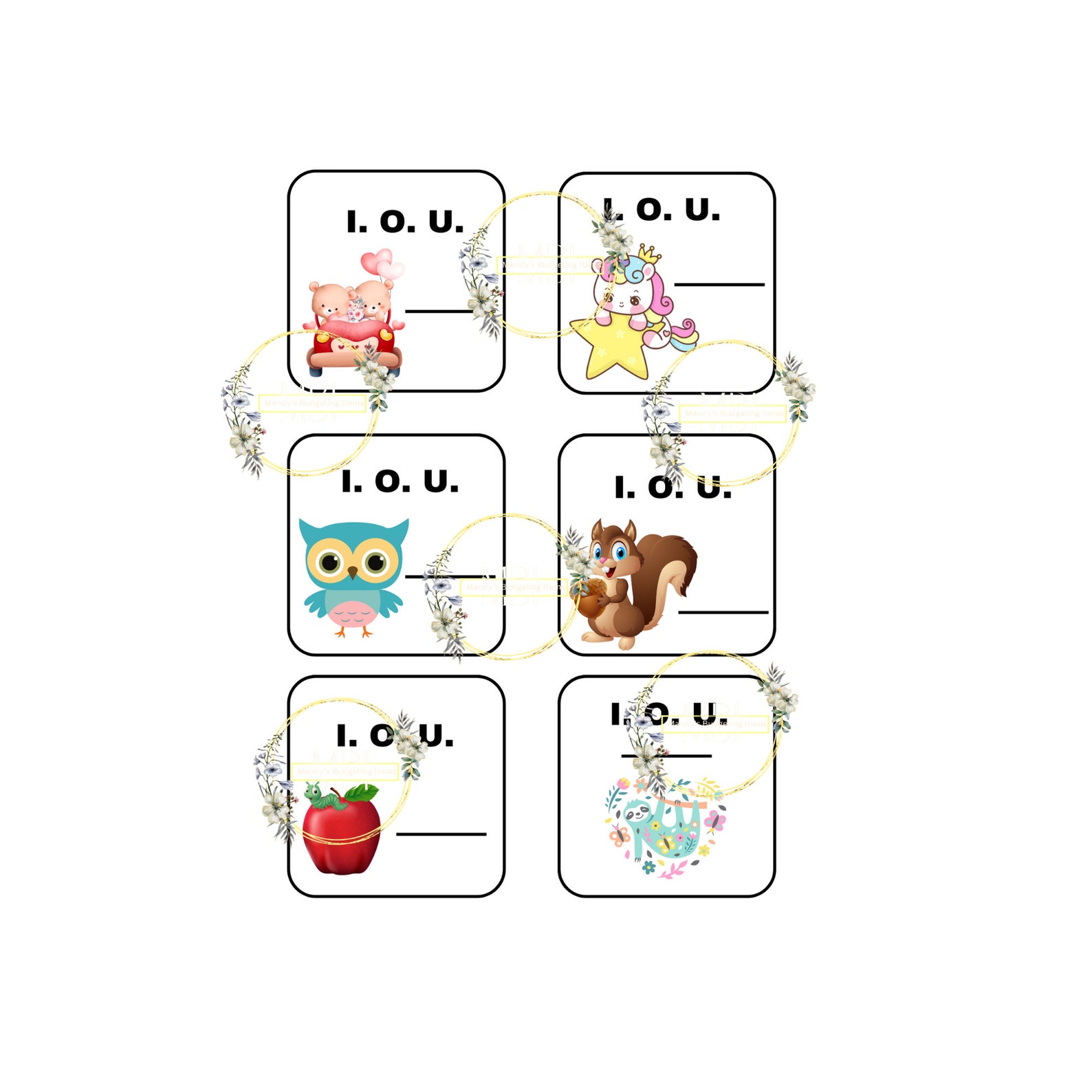 Printable I.O.U Slips That Can Be Use for Any Saving - Etsy
