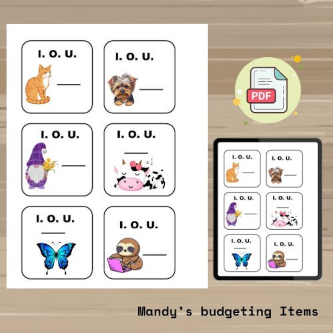 Printable I.O.U Slips That Can Be Use for Any Saving Challenges - Etsy