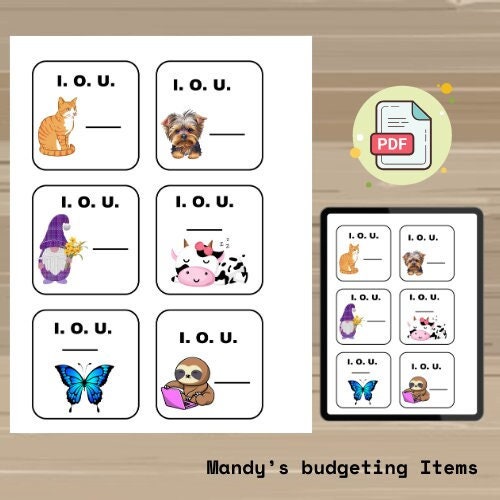 Printable I.O.U Slips That Can Be Use for Any Saving Challenges - Etsy